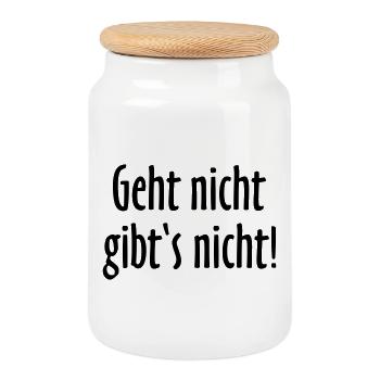 Geht nicht gibt's nicht! Handwerkerspruch Nr. 1 - Keksdose mit Holzdeckel - Weiß - Vorne