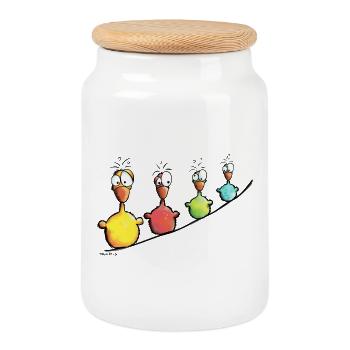 Cute Birds - Oiseaux - Boîte à biscuits avec couvercle en bois - blanc - Devant