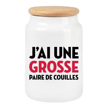 Paire de Couilles / Drague / Sexe / Courage - Boîte à biscuits avec couvercle en bois - blanc - Devant