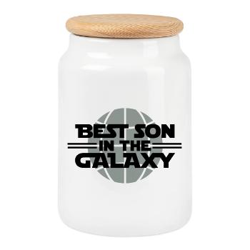 Best Son In The Galaxy - Boîte à biscuits avec couvercle en bois - blanc - Devant