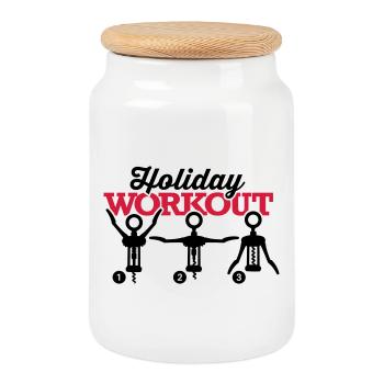 Holiday workout corkscrew - Boîte à biscuits avec couvercle en bois - blanc - Devant