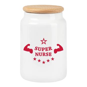 Infirmière / Infirmier / Hôpital / Médecine / - Boîte à biscuits avec couvercle en bois - blanc - Devant