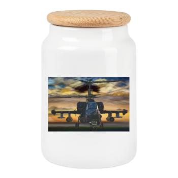 helicopter - Cookie Jar with Wooden Lid - white - Front