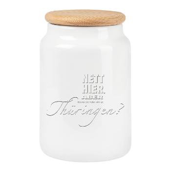 Nett hier. Aber waren Sie schon mal in Thüringen? - Keksdose mit Holzdeckel - Weiß - Vorne