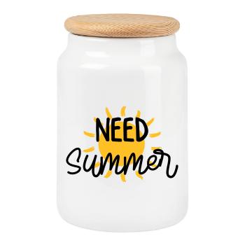 été / vacances / plage / soleil / mer - Boîte à biscuits avec couvercle en bois - blanc - Devant
