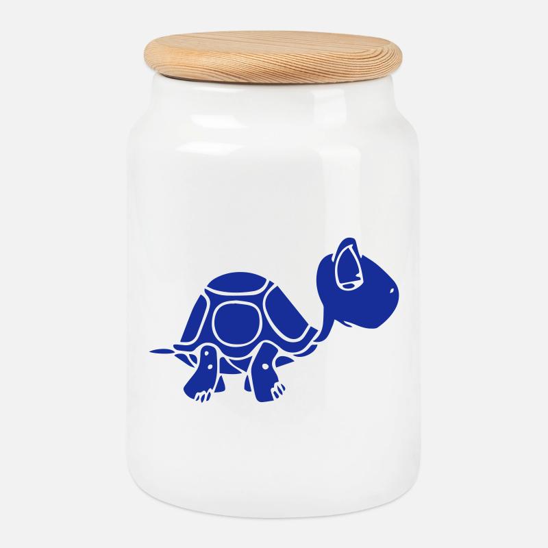 A turtle that takes its time - Cookie Jar with Wooden Lid - white