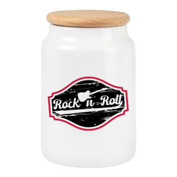 Rock n Roll Baby - Cookie Jar with Wooden Lid - white - Front