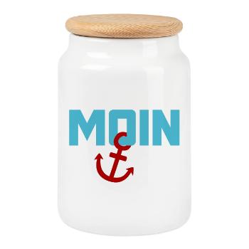 Moin ancre Ahoi Mer du Nord Mer Baltique plage vacances côte - Boîte à biscuits avec couvercle en bois - blanc - Devant
