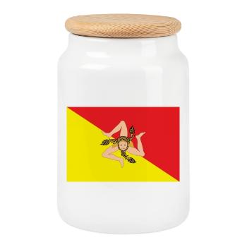 drapeau d’autocollant de l’autocollant de sicile drapeau Sicile - Boîte à biscuits avec couvercle en bois - blanc - Devant