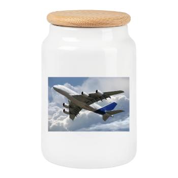 A380 - Keksdose mit Holzdeckel - Weiß - Vorne