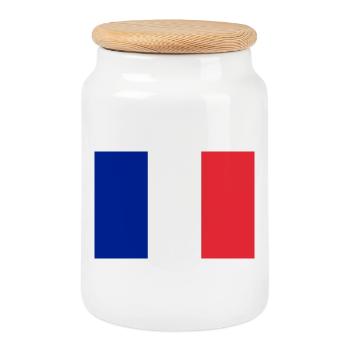 Plakat-Design-Flagge von Frankreich drapeau de la France - Keksdose mit Holzdeckel - Weiß - Vorne