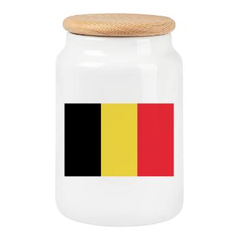 Autocollant drapeau de la Belgique Belgien Fahne drapeau - Boîte à biscuits avec couvercle en bois - blanc - Devant