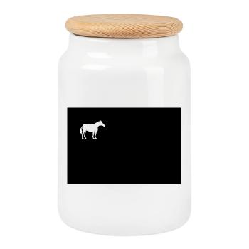 cheval - Boîte à biscuits avec couvercle en bois - blanc - Devant