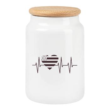 Brittany flag heartbeat - Cookie Jar with Wooden Lid - white - Front