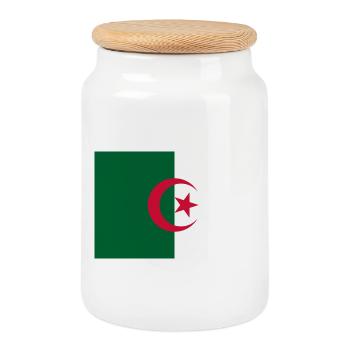 sticker flag of Algeria Aufkleber Algerien adhesive - Cookie Jar with Wooden Lid - white - Front