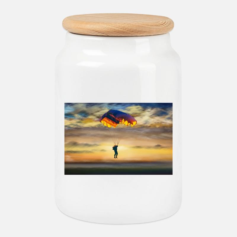 Parachute - Boîte à biscuits avec couvercle en bois - blanc