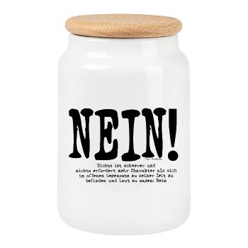 Kurt Tucholsky | NEIN SAGEN | Gegen Krieg - Keksdose mit Holzdeckel - Weiß - Vorne
