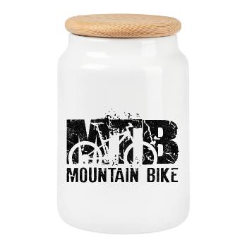 Mountain bike - Cookie Jar with Wooden Lid - white - Front
