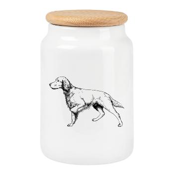 Setter ci-dessus - Boîte à biscuits avec couvercle en bois - blanc - Devant