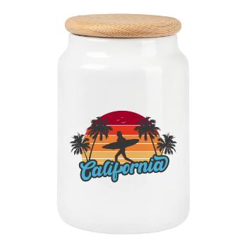 California Vintage Summer Design - Boîte à biscuits avec couvercle en bois - blanc - Devant