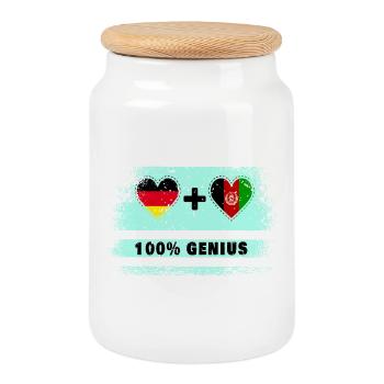 Germany and Afghanistan Genial / Gift - Cookie Jar with Wooden Lid - white - Front
