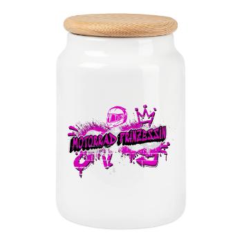 Moto Princesse Graffiti Design - Boîte à biscuits avec couvercle en bois - blanc - Devant