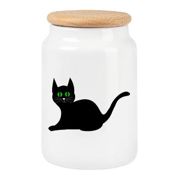 Chat Kawaii Chaton Kawaii - Boîte à biscuits avec couvercle en bois - blanc - Devant