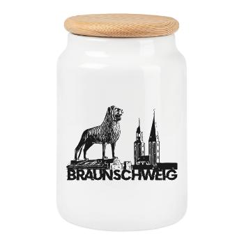 Brunswick Lion - Boîte à biscuits avec couvercle en bois - blanc - Devant