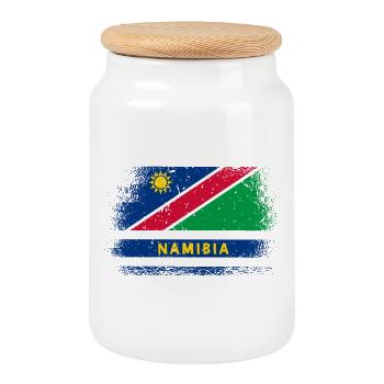 Namibia Flaggen Design - Keksdose mit Holzdeckel - Weiß - Vorne