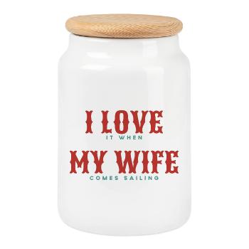 J’adore quand MA femme vient naviguer - Boîte à biscuits avec couvercle en bois - blanc - Devant