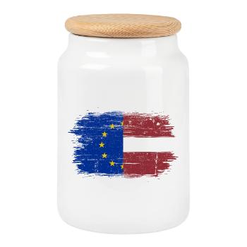 Eu europe latvia flag - Cookie Jar with Wooden Lid - white - Front