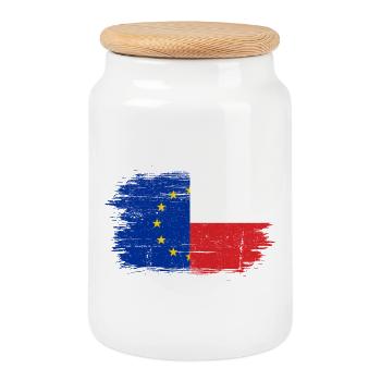 EU-France Flag Fusion - Cookie Jar with Wooden Lid - white - Front