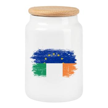 EU Italy Flag Fusion - Cookie Jar with Wooden Lid - white - Front