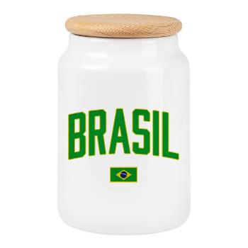 Brazil | Brasil - Cookie Jar with Wooden Lid - white - Front