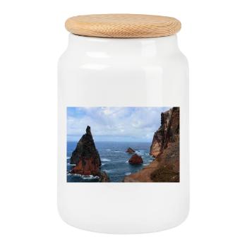 Affiche Madère Portugal - Boîte à biscuits avec couvercle en bois - blanc - Devant