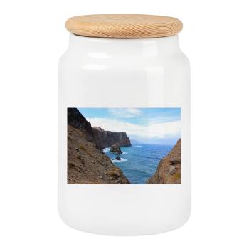 Madeira Portugal Poster - Keksdose mit Holzdeckel - Weiß - Vorne