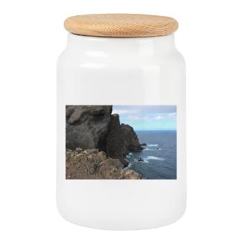 Madeira Portugal Poster - Keksdose mit Holzdeckel - Weiß - Vorne