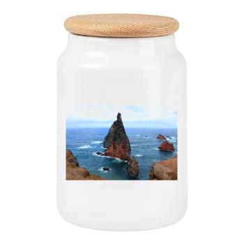 Madeira Portugal Poster - Keksdose mit Holzdeckel - Weiß - Vorne