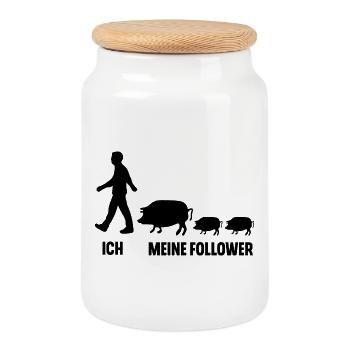 Ich Meine Follower Schweine Landwirt Bauer - Keksdose mit Holzdeckel - Weiß - Vorne