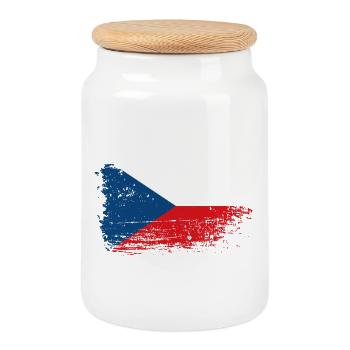 Tschechische Flagge Brush Splash - Keksdose mit Holzdeckel - Weiß - Vorne