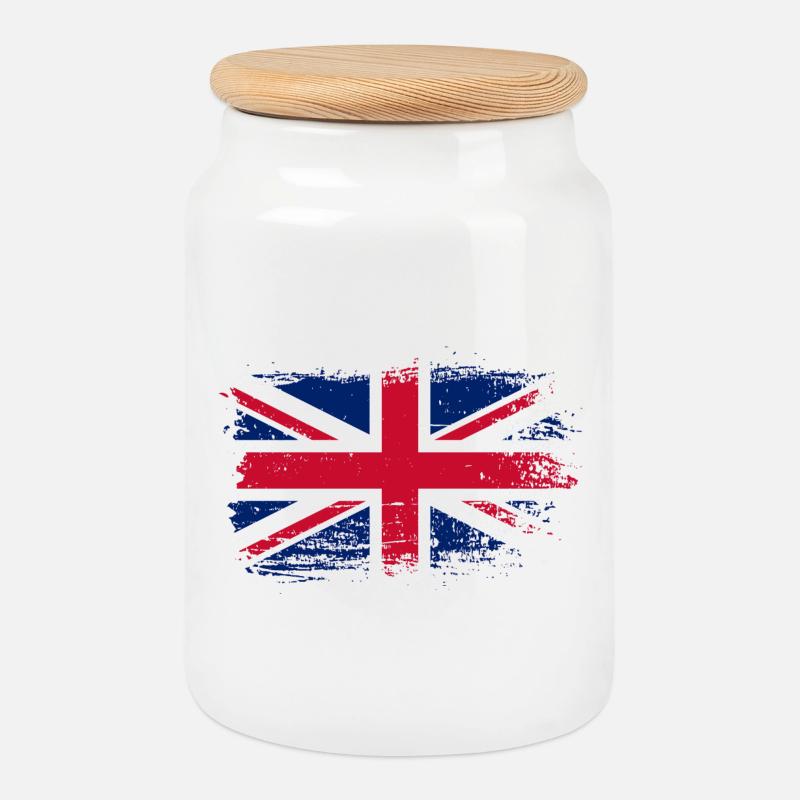 Distressed Union Jack Grunge - Keksdose mit Holzdeckel - Weiß