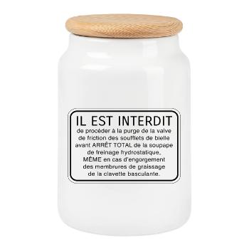 Charabia mécanique [large] - Boîte à biscuits avec couvercle en bois - blanc - Devant