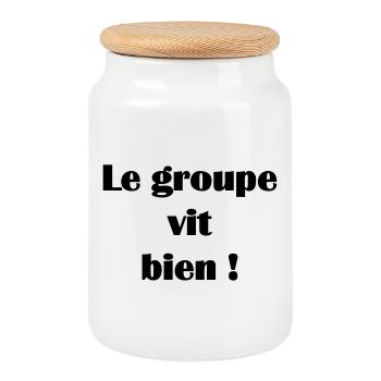 Le groupe vit bien ! - Boîte à biscuits avec couvercle en bois - blanc - Devant