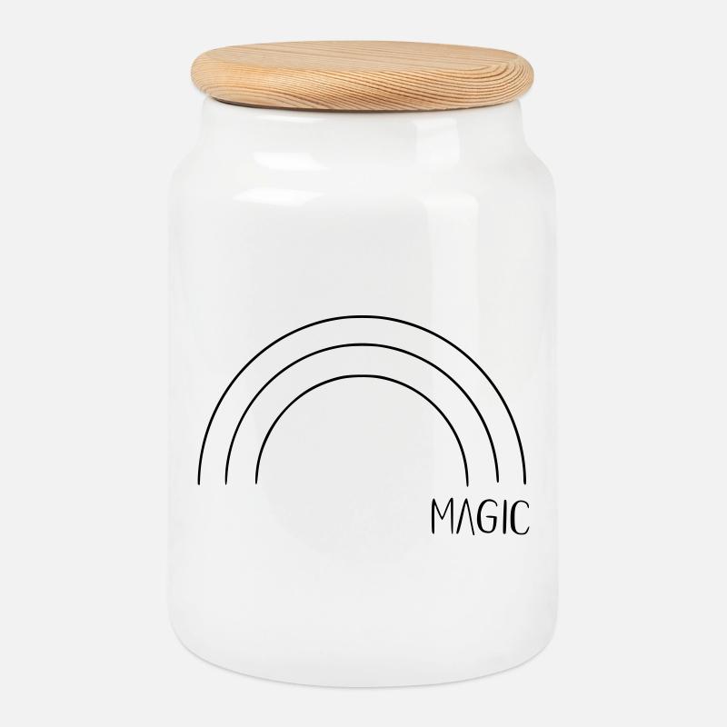 Magic Rainbow - Cookie Jar with Wooden Lid - white