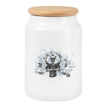 All-rounder, all-rounder, caretaker, craftsman - Cookie Jar with Wooden Lid - white - Front