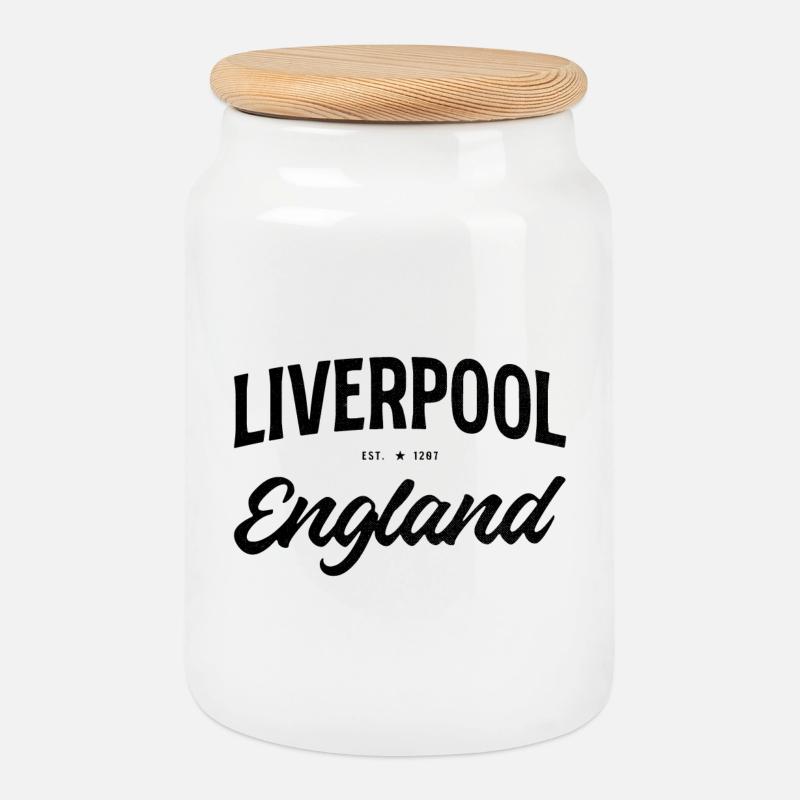 Liverpool Retro Design England - Keksdose mit Holzdeckel - Weiß