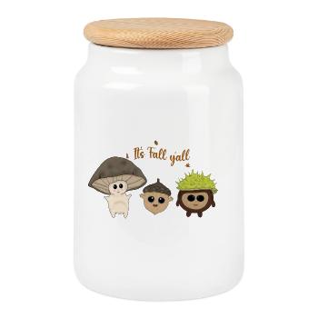 It's fall y'all - Cookie Jar with Wooden Lid - white - Front