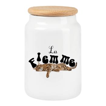 La flemme - Boîte à biscuits avec couvercle en bois - blanc - Devant