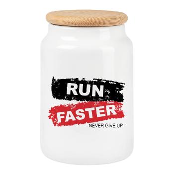 Run Faster Red Brush Style - Cookie Jar with Wooden Lid - white - Front