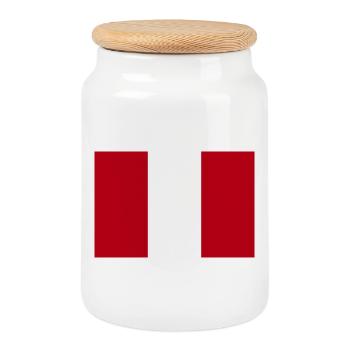 Peru National Flag - Cookie Jar with Wooden Lid - white - Front